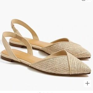 EUC J. Crew Pointed Slingback Woven Flats in Light Beige or Tan size 7.5
